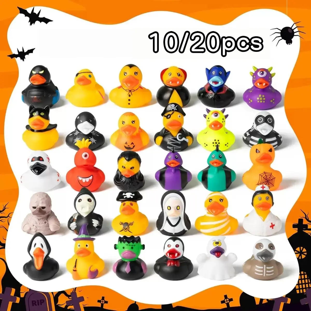 Halloween Theme Rubber Duck, 30 Unique Spooky Designs, Mini Halloween Ducks for Party Gifts, Classroom Prizes, Pool Games, Fall Decor