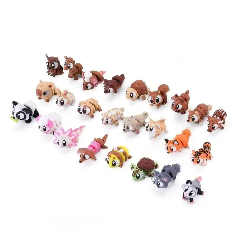 24 PCS Random 3D Movable Joint Animal Figurines Realistic Mini Statues Desktop Home Office Display Ornament Set