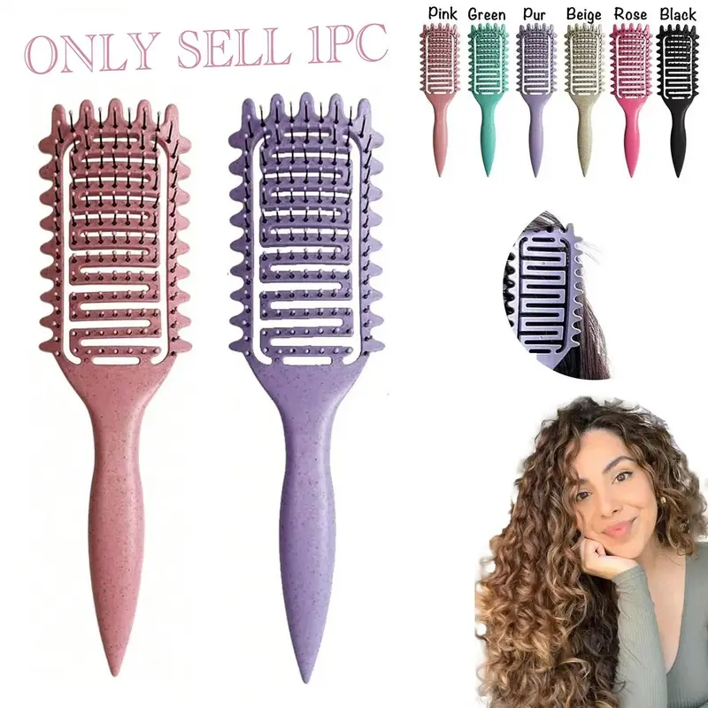 Vented Curl-Defining Brush, Define Curl Brush, Curly Hair Detangler Brush for Curly, Wavy & Coily Hair, Airflow Comb for Fast Drying, Curl-Enhancing & Edge Lift, Detangling Brush for Wet & Dry Hair, Ideal for Travel, Home and Salon, Detangling Hairbrush