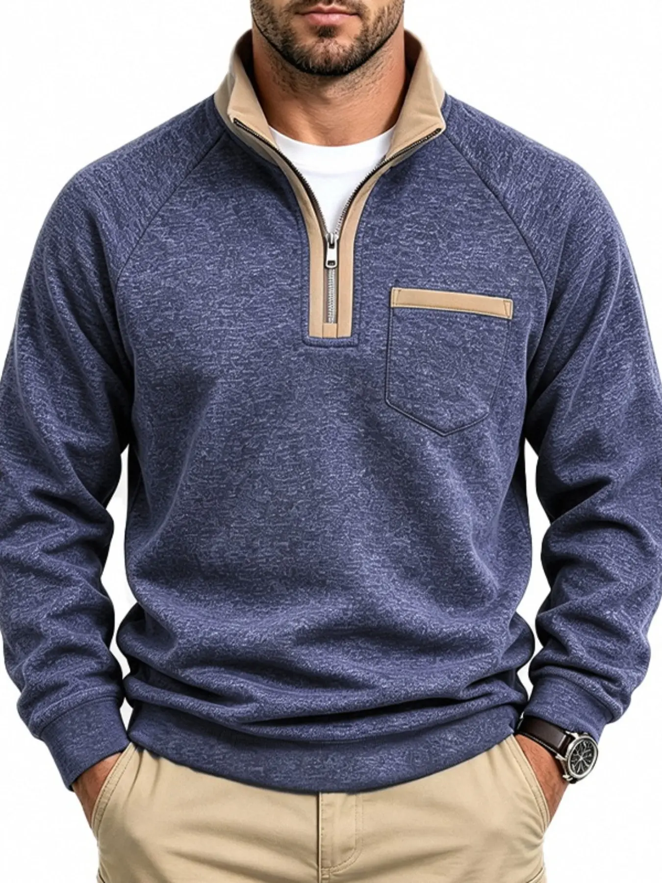 Men's Full Zip Up Hooded Sweatshirt Jacket, Long Sleeve Casual Hoodie With Zipper Arm Pocket & Dual Front Pockets, Soft Loose Fit Lightweight Outerwear for Fall Winter Daily Outdoor Sports Multiple Solid Colors Menswear