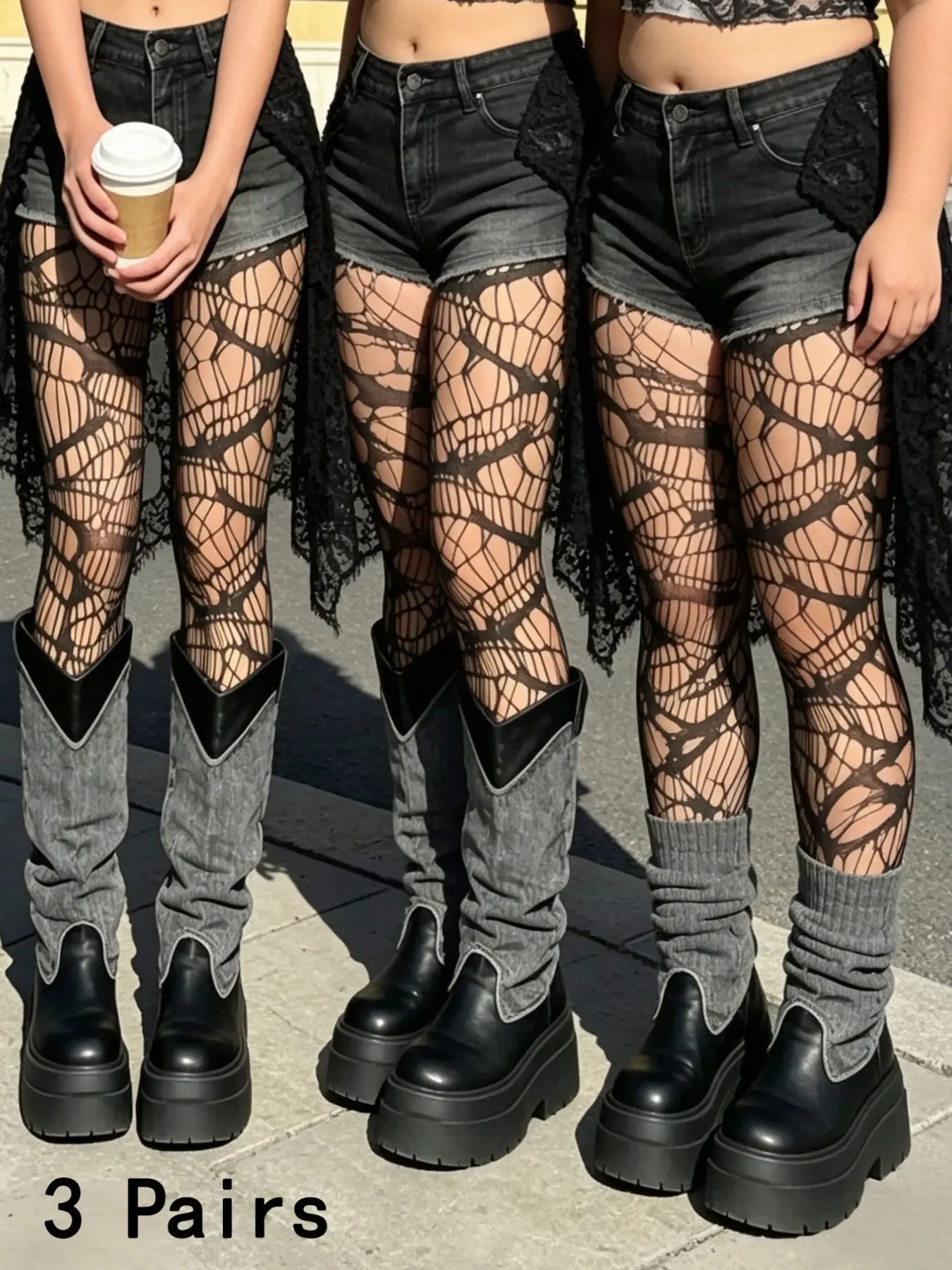 3 Pairs Women's Plus Size Mesh Socks, Sexy Slim-Fit, Perfect for Daily Wear, Parties, Halloween, Music Festivals, Bars