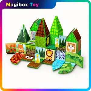 52pcs/48pcs Magnetic Tiles, Colorful Building Blocks, Stem Educational Toy, Creative Puzzle Board, Ages 3-8, Birthday Gift for Kids