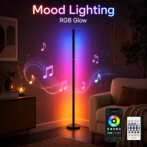 RGB LED Corner Floor Lamp, Smart Color Changing Standing Lamp with Music Sync, 16 Million Colors, 68+ Scenes, App & Remote Control, USB Plug-In Mood Light, Led Atmosphere Lamp for Bedroom Living Room Gaming Room