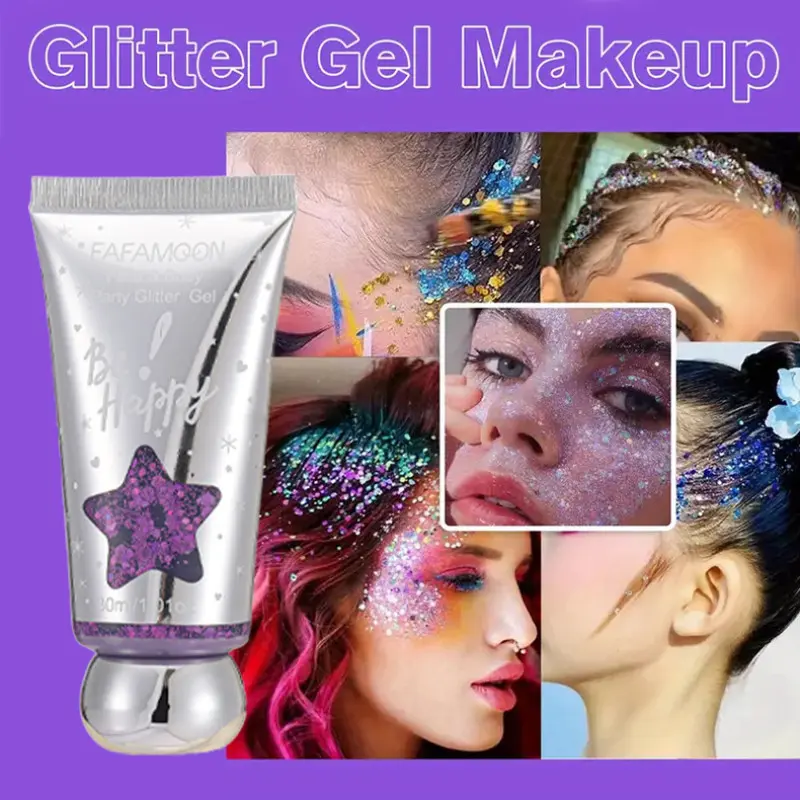 Diamond Shine Liquid Glitter Gel, Sparkly Glitter, Waterproof Long-Lasting, Eye Liner & Highlighter, Party Daily Makeup, Halloween Night Club Cosplay