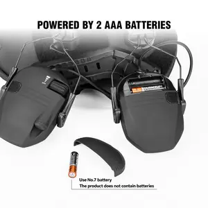 Helmet Mount Electronic Sound Pickup Hearing Protectors 23dB Noise Reduction 360° Rotatable Bracket 3.5mm AUX Audio Jack for Shooting Hunting Outdoor Field Activities