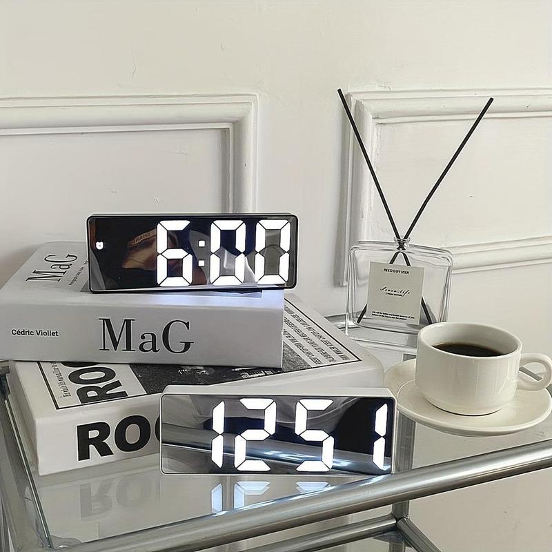 Led Mirror Alarm Clock, 1 Count Modern Exquisite Sound Control Battery Powered Digital Clock, Desktop Electronic Clock for Bedroom Office Home Decor(without Battery) Led Mirror Alarm Clock, 1 Count Modern Exquisite Sound Control Battery Powered Digital Clock, Desktop Electronic Clock for Bedroom Office Home Decor(without Battery)