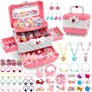 151 Pcs Princess Jewelry Set for Girls, Kids Play Jewelry Kit with Necklaces Bracelets Rings Earrings Hair Clips Hair Ties, Dress Up Accessories Pretend Play Toys, Ideal Birthday Christmas Gifts for Girls Ages 3-12 (Pink)