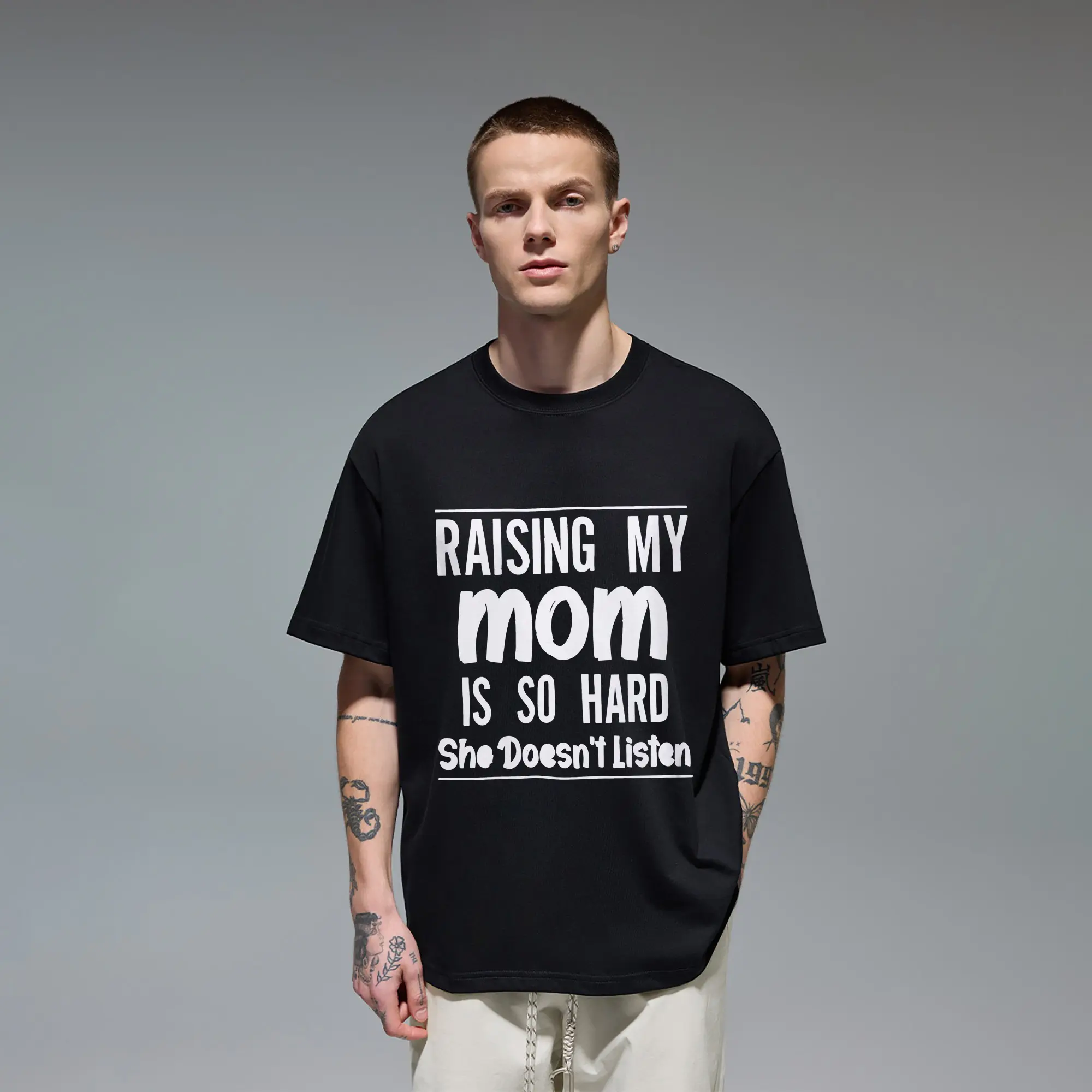 Conversation‑starting Men's T‑Shirt woven from Quality Cotton, printed with hilarious light‑hearted quote graphic. Smooth breathable material, casual loose fit for guys who love witty, fun everyday casual outfits.