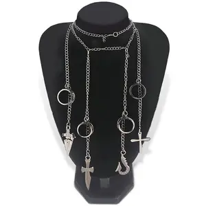 Hunter x Hunter Kurapika 5 Rings Chain Charms Bracelet Punk Hip Hop Vintage Cross Finger Chain Pendant For Women Men Jewelry