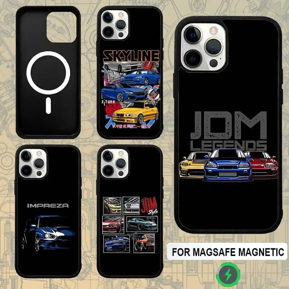 Personalized Animal-Themed J-JDM Sports Car MagSafe Wireless Charger Case - Protective Phone Accessory with Resistance for iPhone 11,12,13,14,15,16,17 (Pro,Max,Plus,E,Air,Mini)