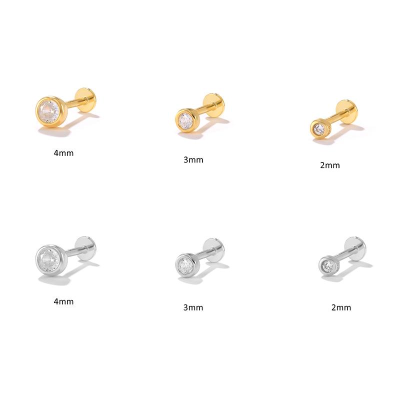 S925 sterling silver internal thread flat back cartilage earrings • Simple round CZ earrings, suitable for spiral ear screens. Conch earrings are suitable for giving girlfriends, girlfriends, and birthday gifts on holidays Dainty Matching