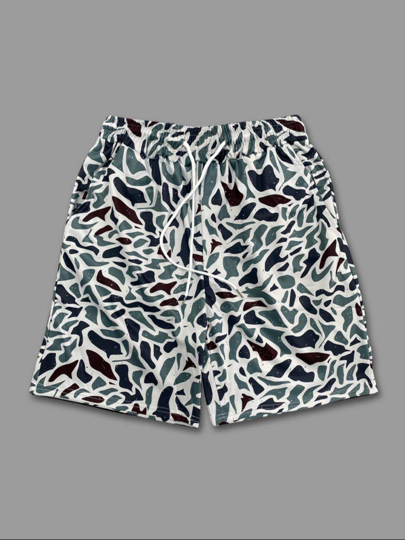 Men's Regular Fit Camo Print French Terry Shorts, Casual Comfy Breathable Shorts for Summer, Men's Bottoms for Daily Wear, Camouflage Shorts