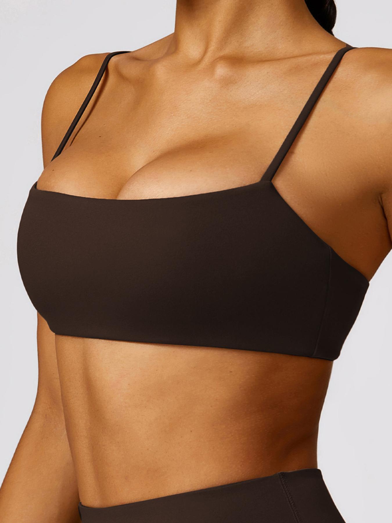 Women's Solid Neck Crop Sports Bra, Quick Drying Breathable Comfortable Sports Bra, Ladies Sportswear for Indoor Outdoor Wear, Sports Bra for Women, Workout Bra, Gym Clothes, Exercise Gymswear