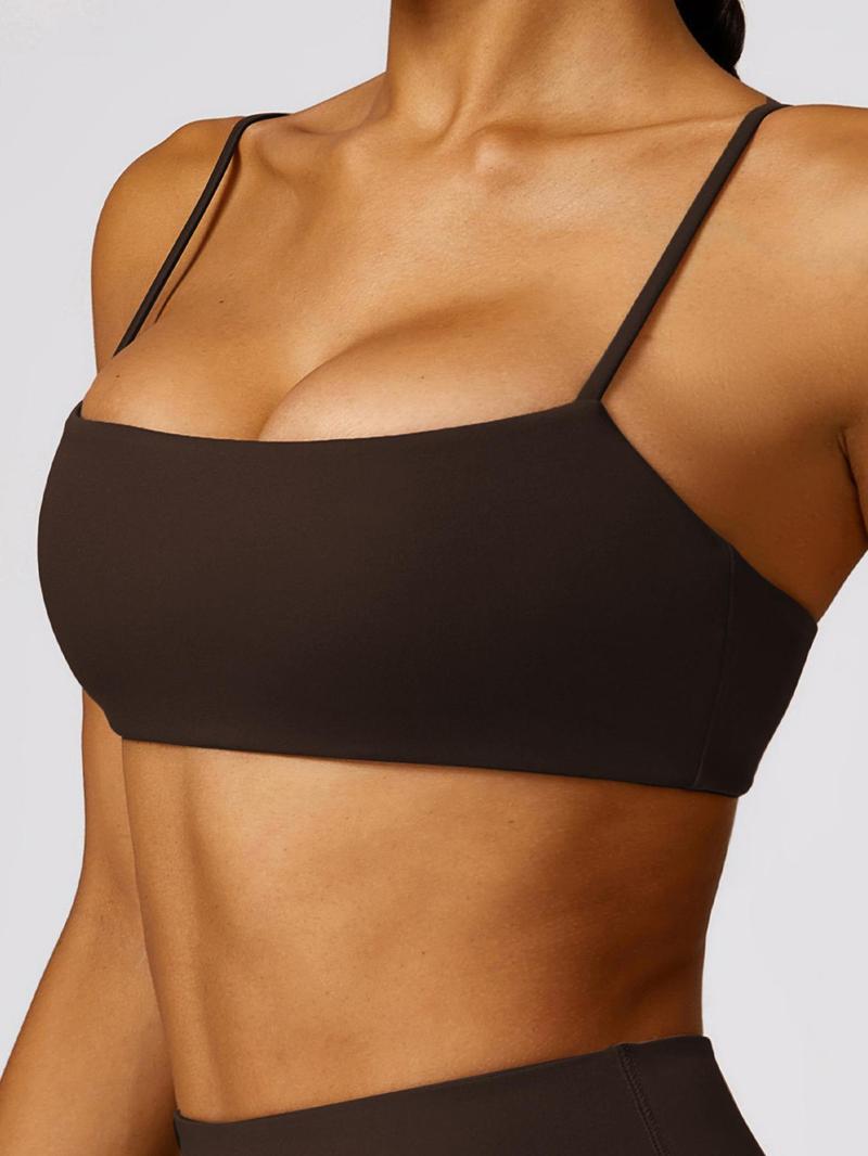 Women's Solid Neck Crop Sports Bra, Quick Drying Breathable Comfortable Sports Bra, Ladies Sportswear for Indoor Outdoor Wear, Sports Bra for Women, Workout Bra, Gym Clothes, Exercise Gymswear