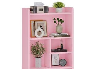 Sikaic LED Tall Nightstand with Bookshelf Charging Station Pink Modern Bedside Table RGB LED Lights 2 USB Ports Storage Drawers Multifunctional Light Strips