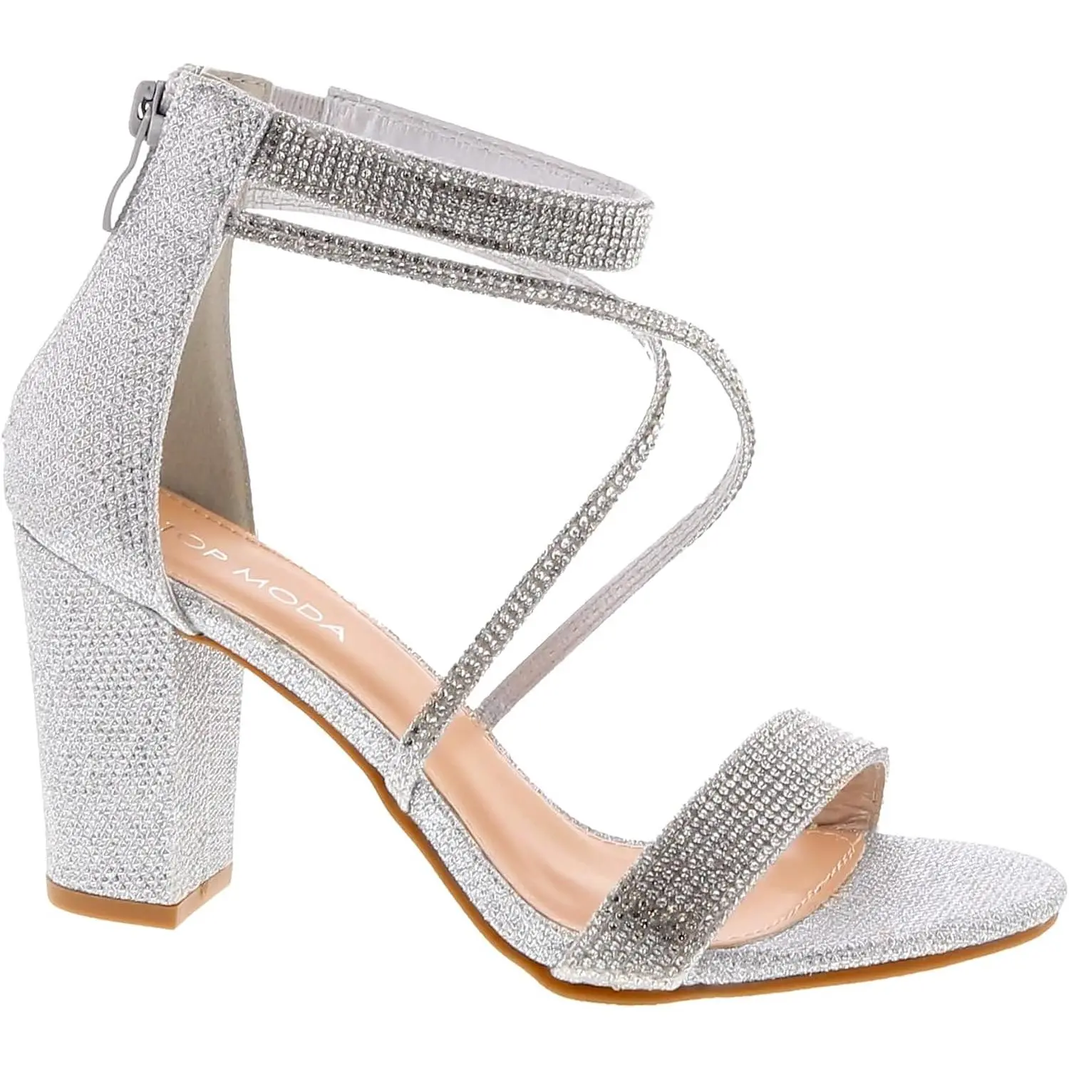 Rosa-66 Ankle Strap Dressy High Heel Sandal, Non-slip Sole, For Wedding, Party, Prom, Evening Wear, or Any Occasion, Sleek Style Block Heel Sandals