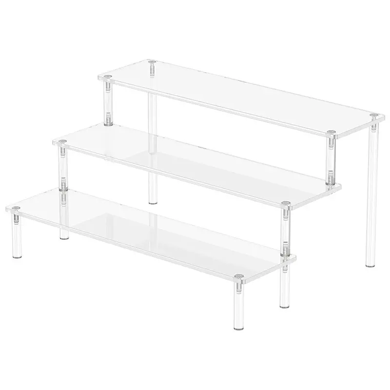 3-5 Layer Transparent Acrylic Display Rack, Multi-Purpose Shelving for Perfume, Cosmetics, Blind Box Figures, Cupcakes, Tea Cups, Acrylic Shelf