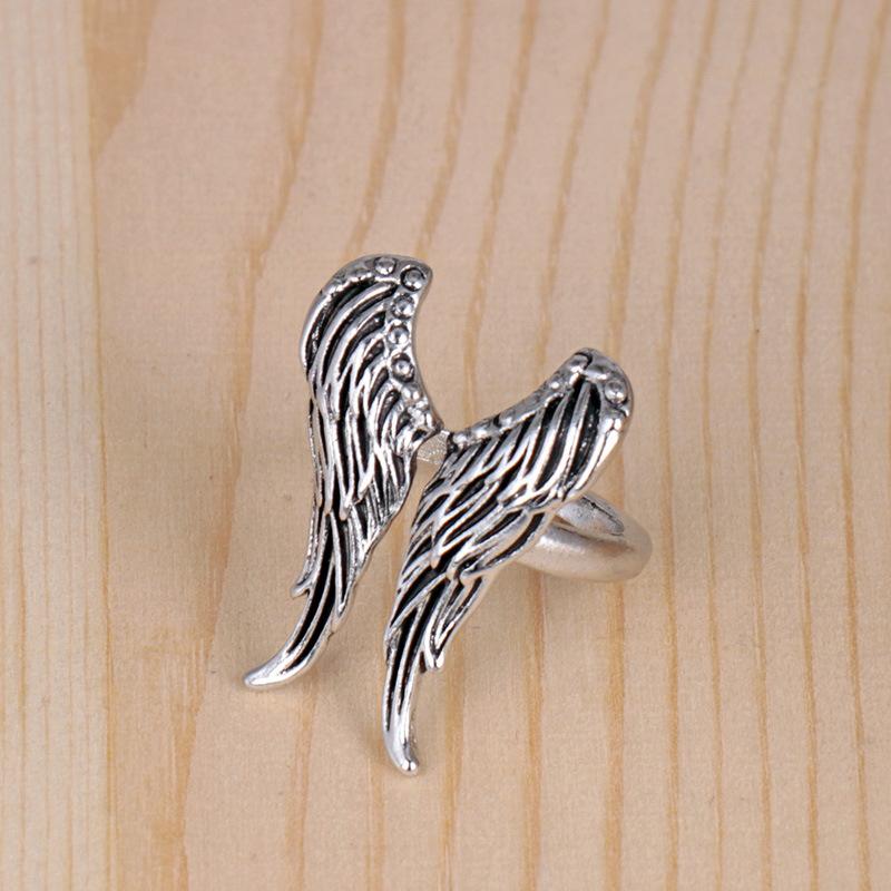New Angel Wings Feather Ring Vintage Open Ring Jewelry
