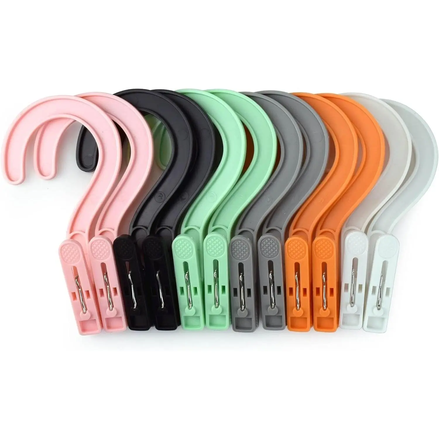 Laundry Hooks Boot Hangers Plastic Clothes Pins Hanger Clips for Bathroom Travel Portable (Multi-Color 12PCS)