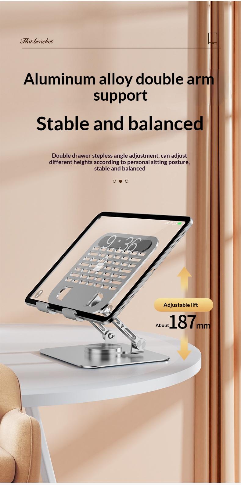 Desktop holder, mobile phone tablet, computer holder 360-degree rotating metal, high-end lazy live broadcast drama chasing artifact