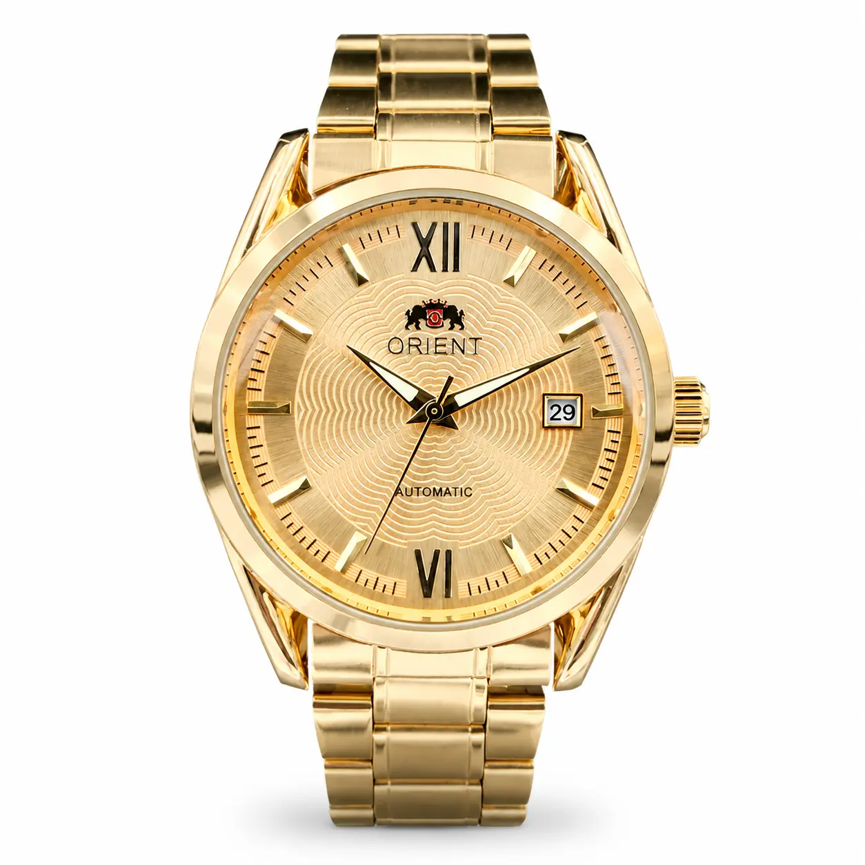 Orient Men's Automatic Gold Business Fashion Watch - Stainless Steel Exquisite Round Face with Date, Roman Numerals, Fashionable Stylish Formal Wear Timepiece, Exquisite Watch