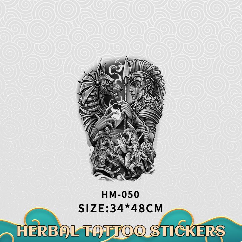 3pcs Large Men'S Tattoo Stickers Tiger, Lion, Wolf Realistic Design, Waterproof And Non-Glossy, For Back - Perfect For Parties, Daily Wear, Unique Gift Idea For Men.