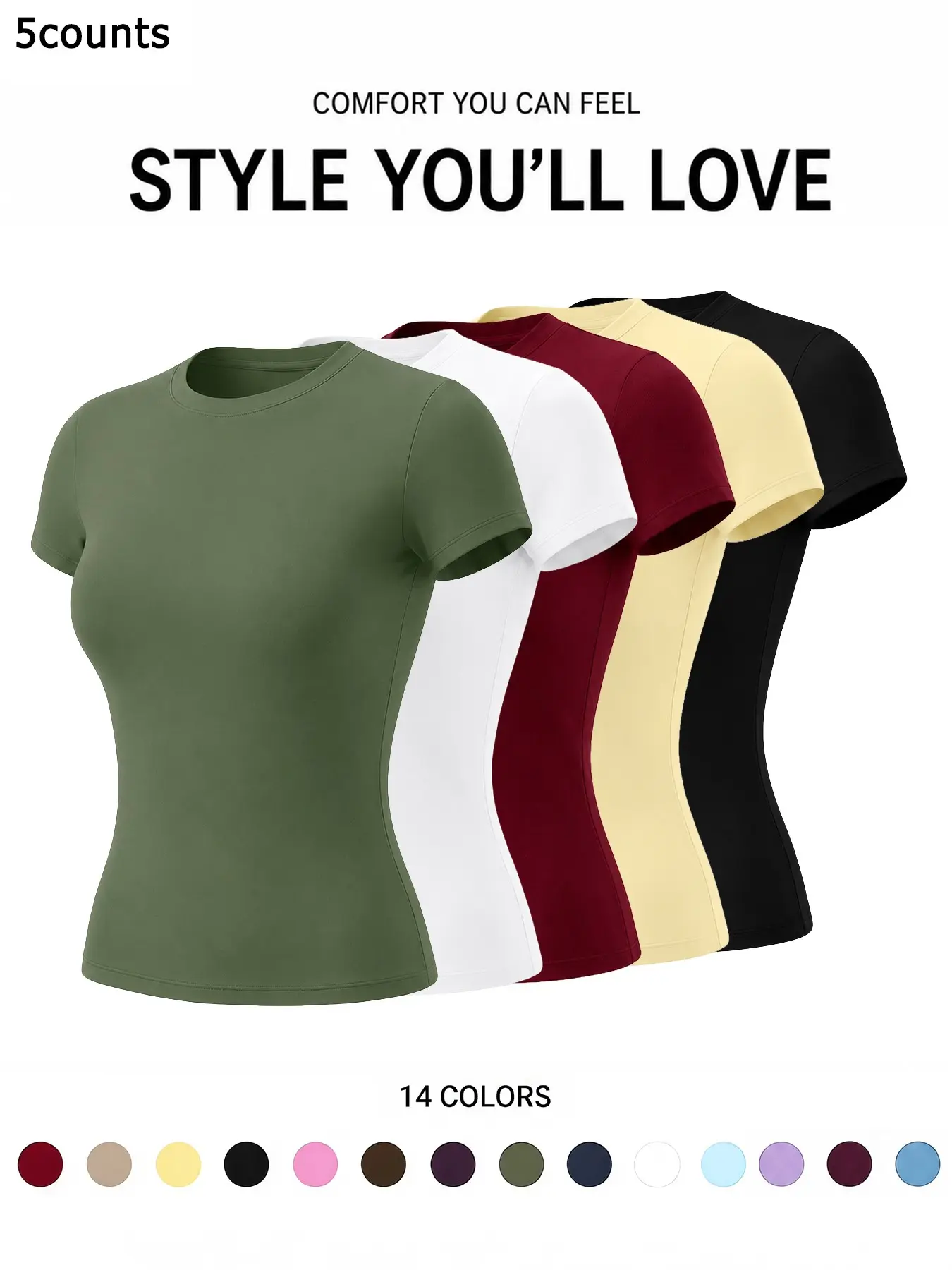 Women’s Workout T Shirts Cooling Comfortable Breathable Buttery Soft Soccer Short Sleeve Jersey Style Tops Four Way Stretch Slim Fit Solid Color Crew Neck Pilates Yoga Tops for Gym Running Cycling Moisture Wicking Quick Dry Dry Fit Active Fitness Tees