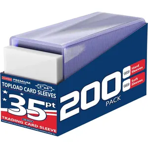 200 Card Sleeves 3"x4" Hard Plastic Top Loaders 100 Soft + 100 Hard Premium Holders for Trading Baseball Sports Game Kpop Photocard Cards