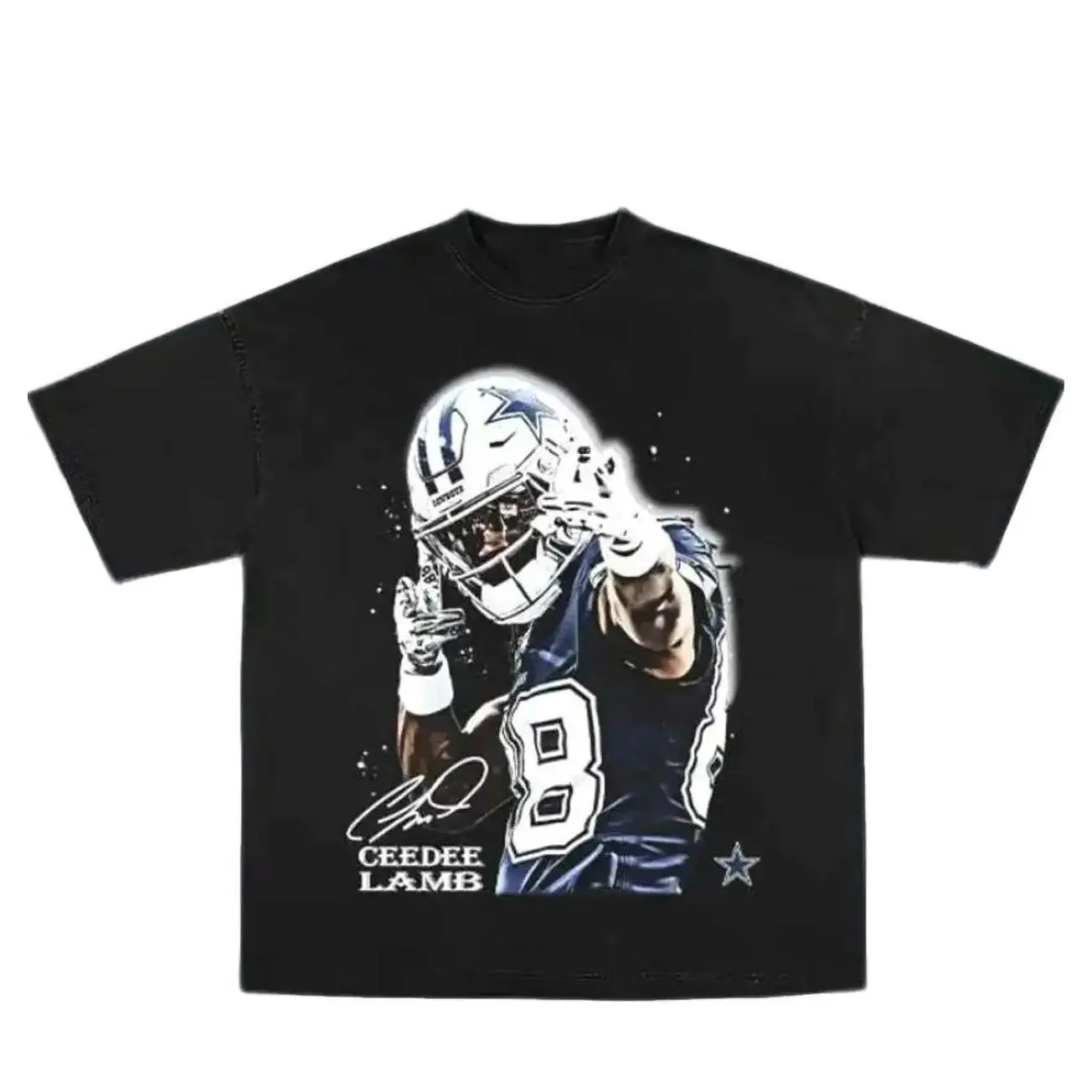 6 T-shirt, Football Icons Graphic Tees Printed On Heavyweight Cotton Shirts for Men