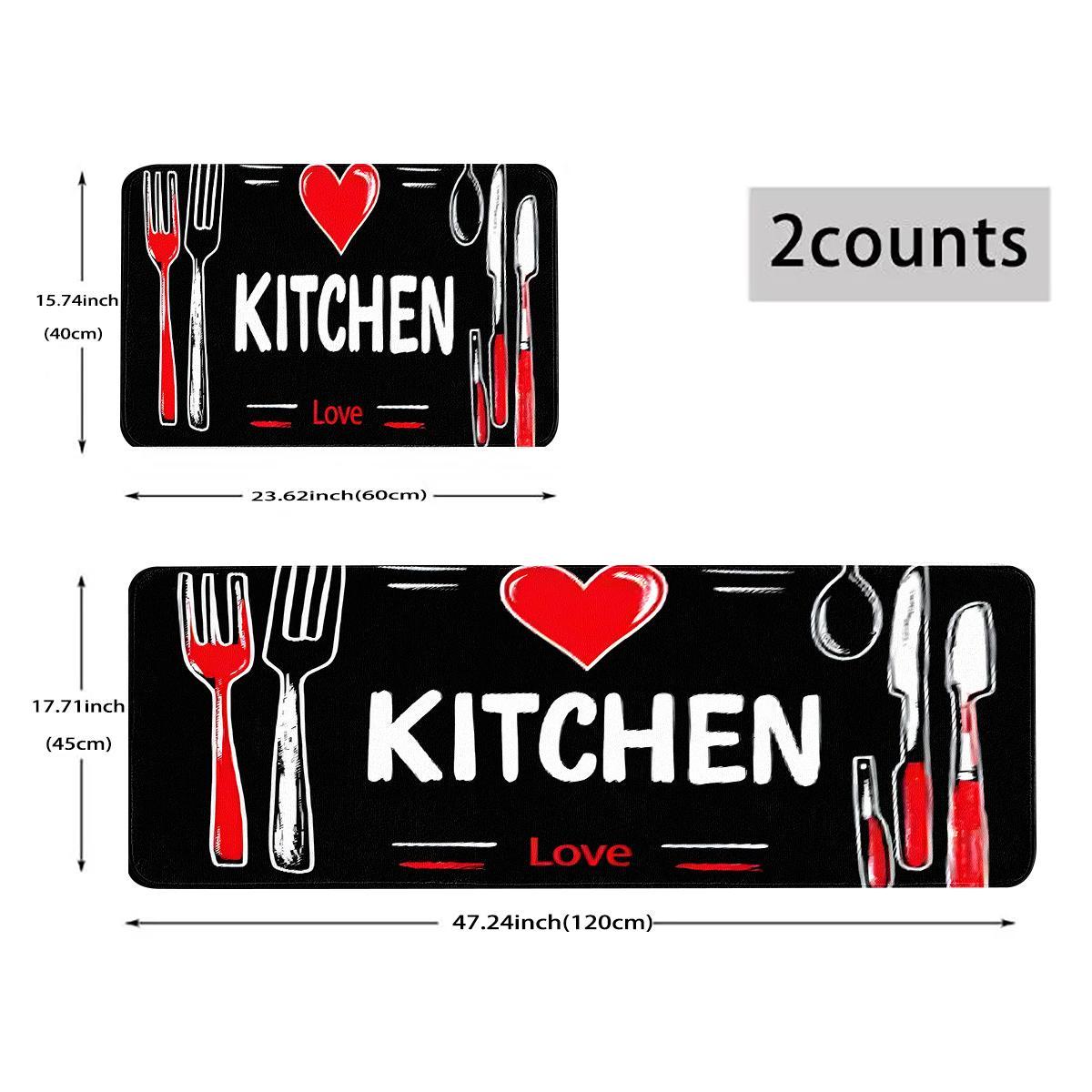 Kitchen Floor Mat, Kitchen Themed Pattern Kitchen Rugs, Non-slip Kitchen Mat, Decorative Carpet for Home Kitchen Dining Room