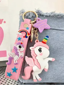 1 PCS Cute Cartoon Unicorn Keychain, Kawaii Rainbow Pony Bag Charm, Sweet Gift