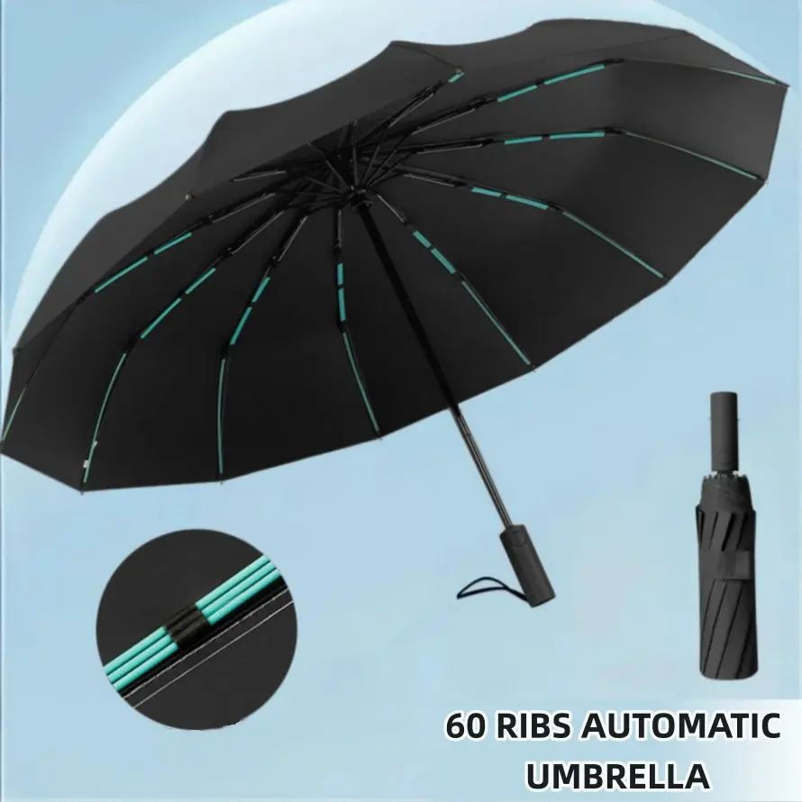 Fully Automatic 12 Bone High-End Business Folding Umbrella, Reinforced Durable UV Resistant, Perfect for Outdoor Use, 1pc