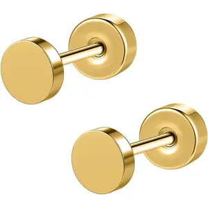 G23 Titanium Stud Earrings  Flat  Titanium Earrings Screw  Cartilage Earring Studs for Women Men Helix Tragus Conch Helix