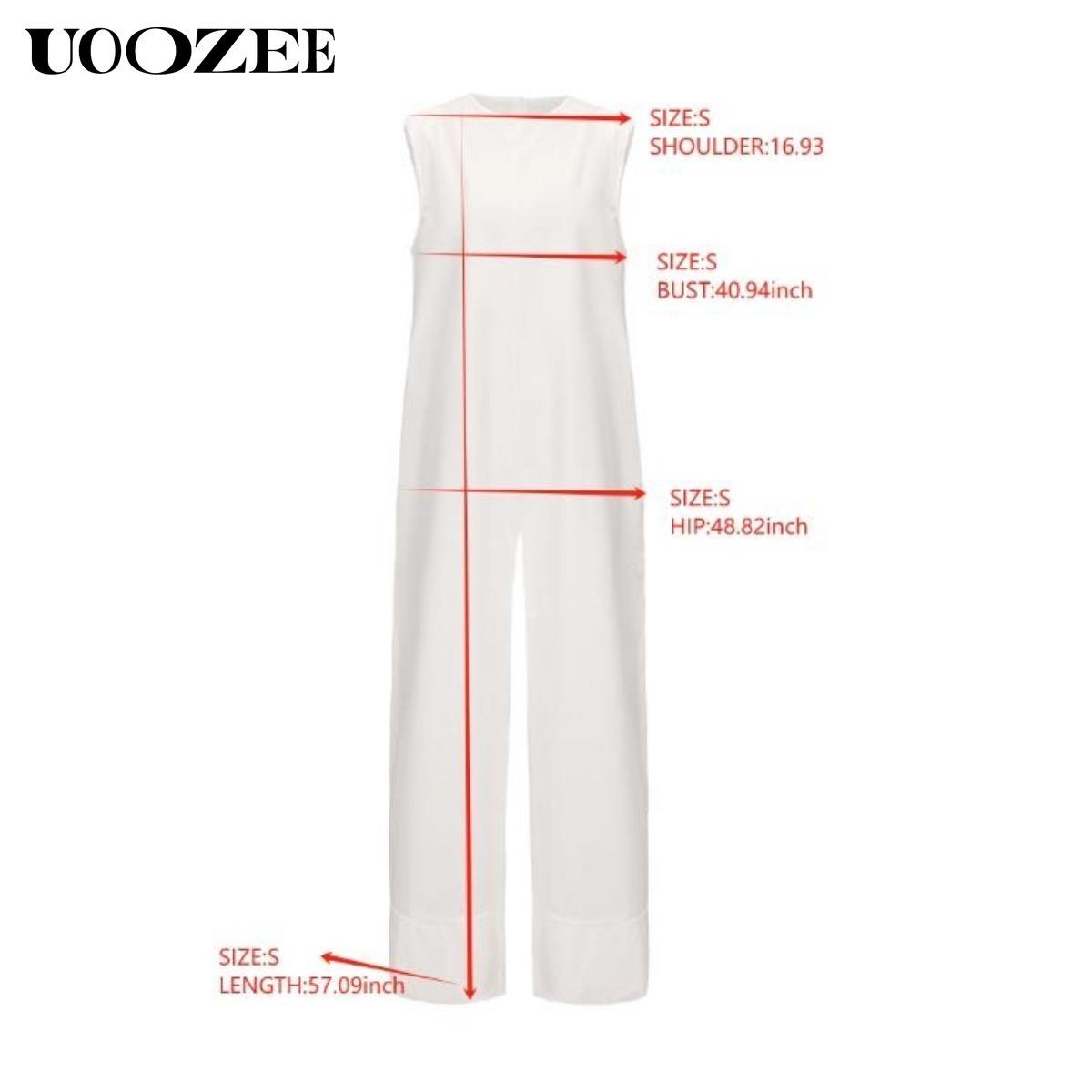 UOOZEE Women's Solid Color, Multicolor Sleeveless Wide Leg Jumpsuit with Pockets - Casual Loose Fit Overall Cotton Blend Minimalist Style Springtok Womenswear