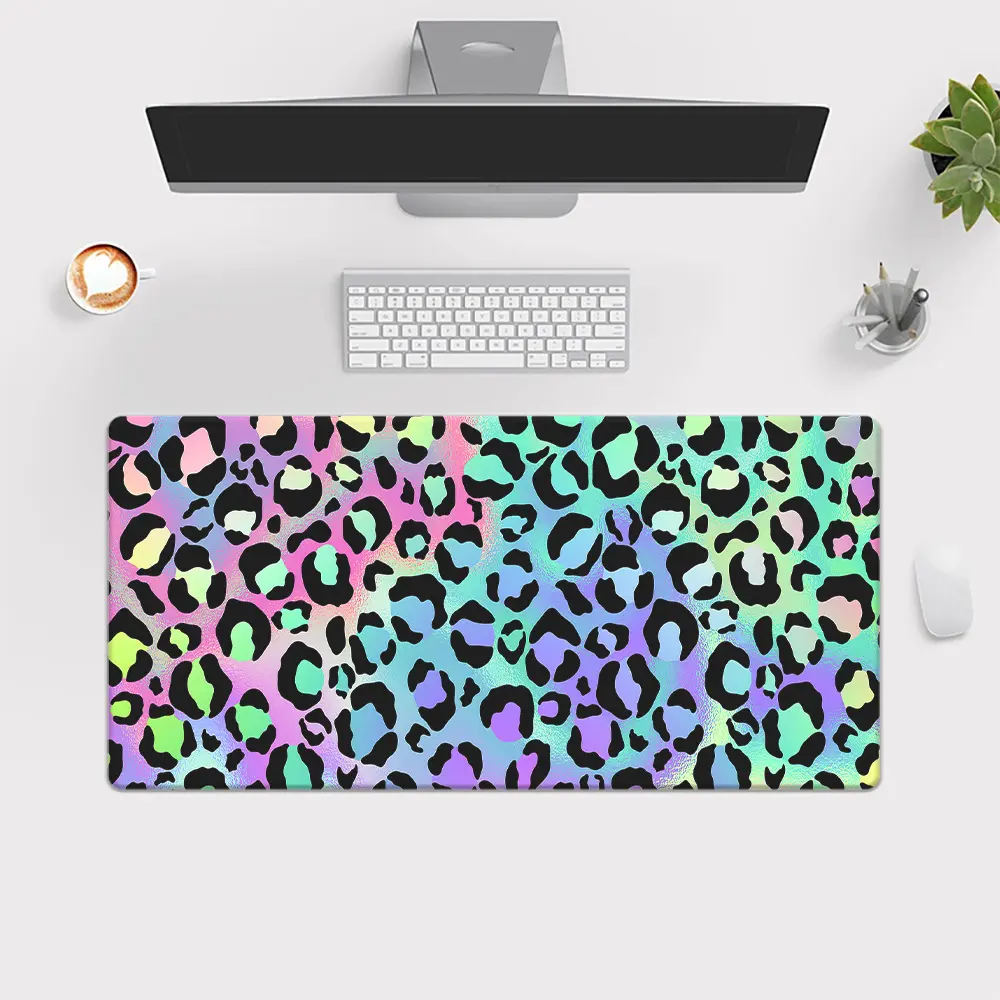 Bright Leopard Print Mouse Pad - Waterproof, Non-Slip Rubber Base Desk Mat for Gamers, Office Use and Gamer Stuff
