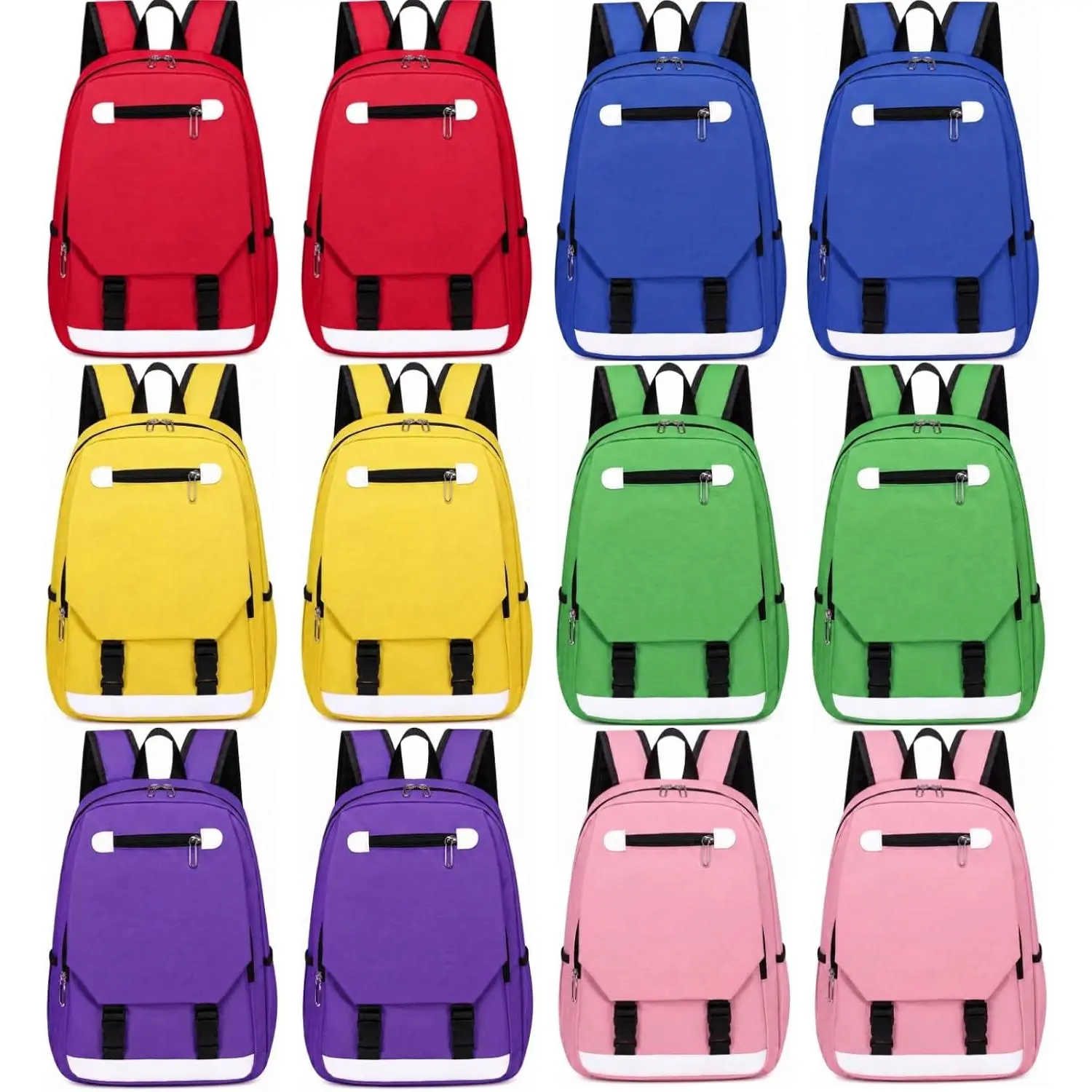 12 Pack 16"  Backpacks Bulk School Multipocket  Packs with Padded Straps for  School Travel  Charity (Bright)