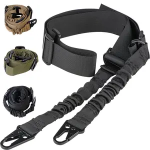 2-Point Adjustable Rifle Sling with Elastic Cord Design, Metal Hook for Outdoor Hunting, Shooting Practice (Sports & Outdoor Leisure Recreation Equipment for Paintball)