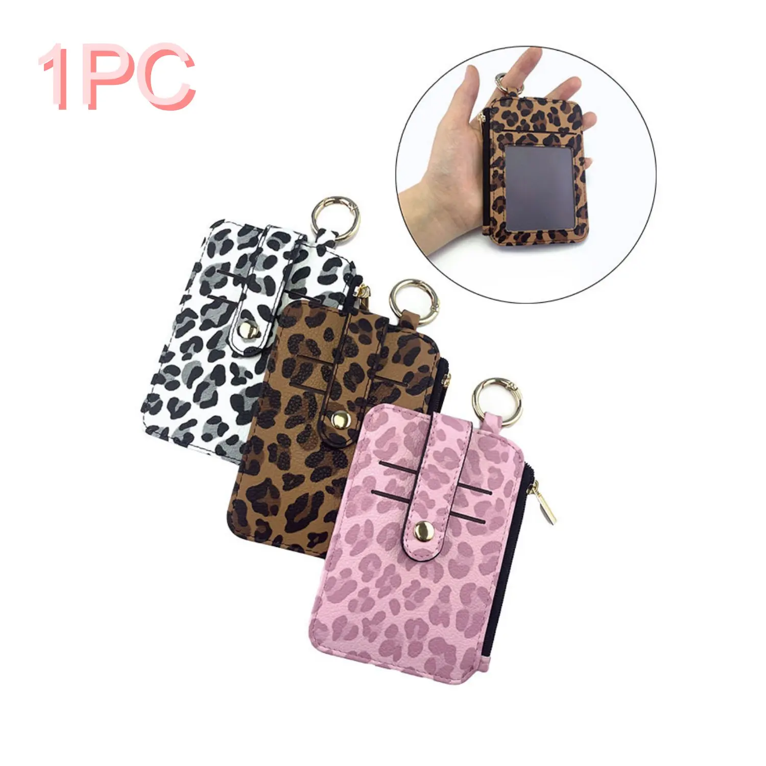 Slim Wallet Cardholder--Leopard Print PU Multi-Card Slot Wallet with Zipper Coin Pocket, Portable Cardholder with Keychain Organizer, Women's Gift for Christmas, Halloween, Thanksgiving, Valentine's Day, Mother's Day, Birthday