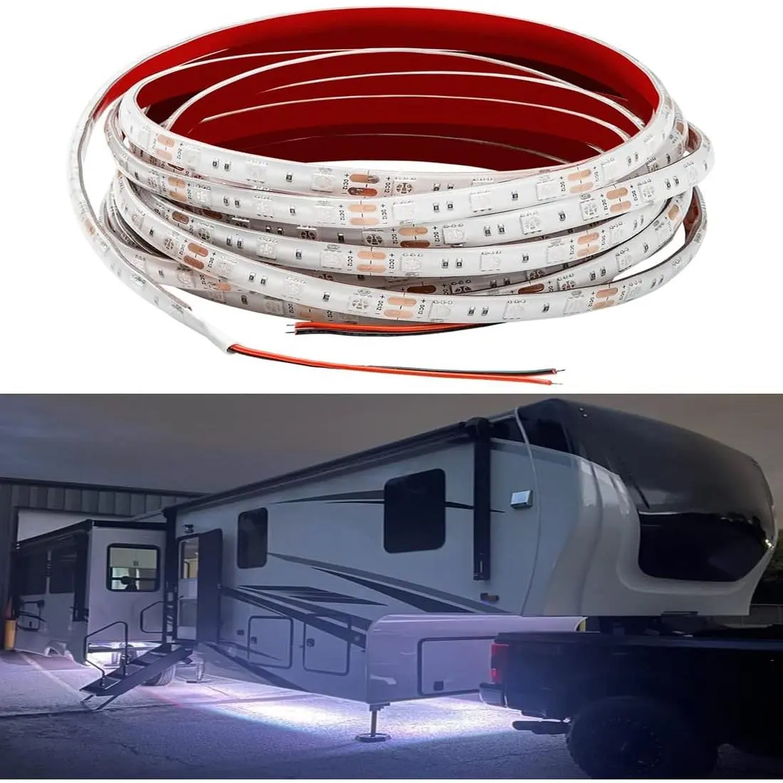 Rv Underglow Led Light Kit, Underbody Accent Lighting for Camper Motorhome Travel Trailer Concession Stands Food Trucks, Rv Led Light Strip, Rv Awning Lighs, 5m(16.4ft), Dc 12v, White