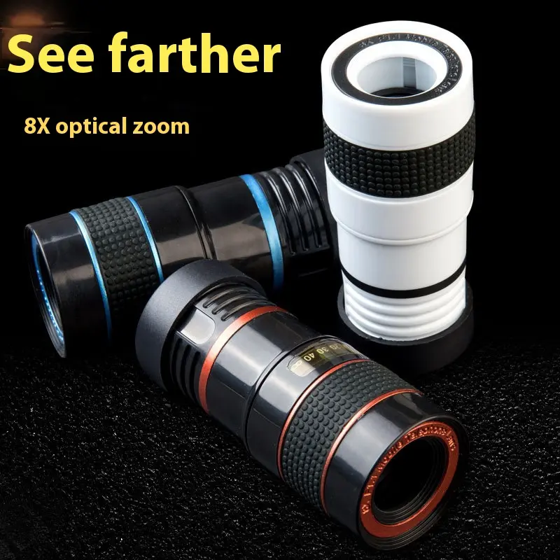 Universal 8x Zoom Clip-On Telephoto Smartphone Lens, Mobile Phone Photography Accessory with HD Image, High-Definition Focusing, Large Light Transmission, High Color Accuracy, Cleaning Cloth, Accessories, Lens Attachment