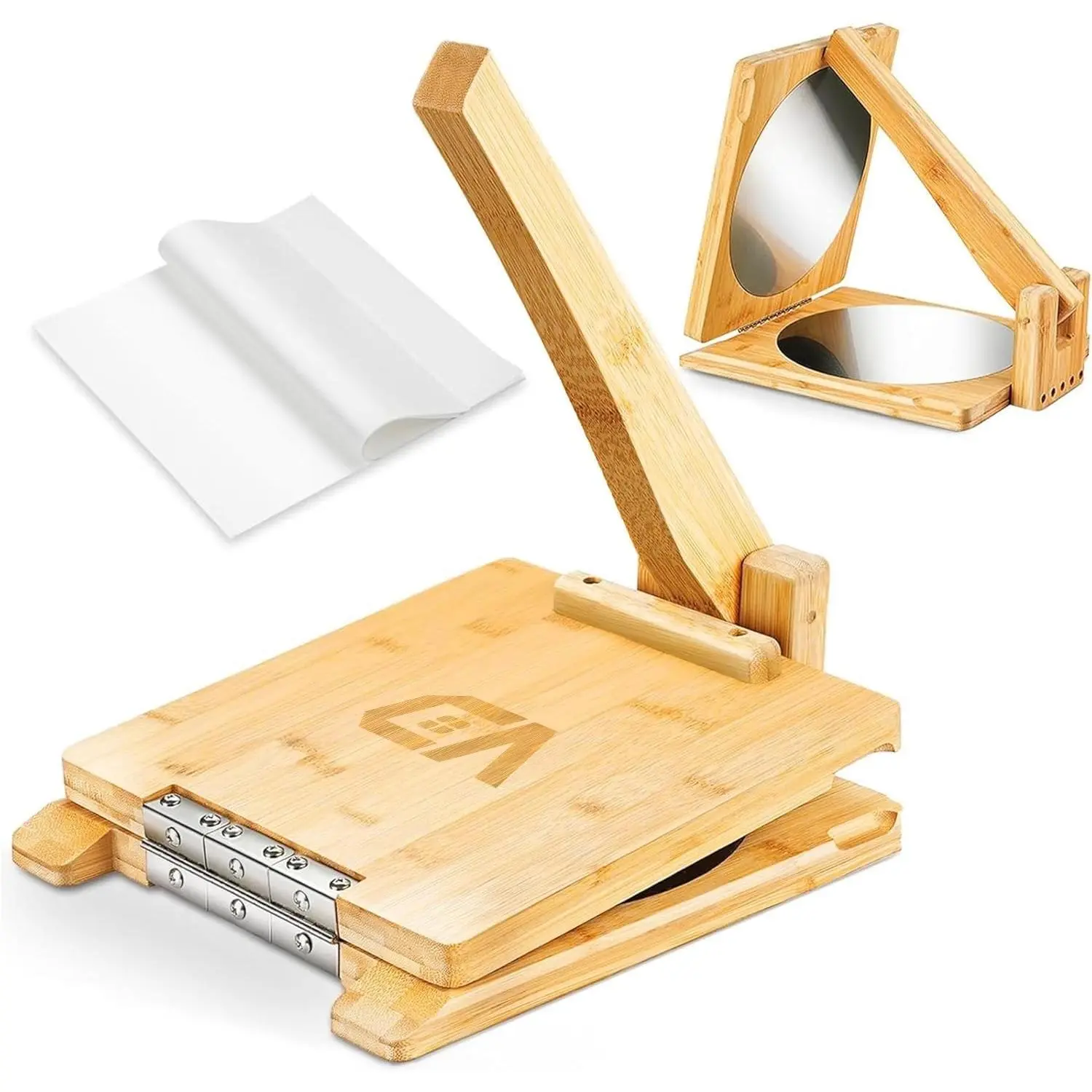 10 inch Wooden Bamboo Tortilla Press, Roti Maker and Tortilladora