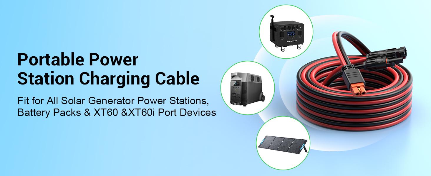 12AWG XT60i Connector, 12 Gauge 10FT to XT60i Adapter Extension Cable for RV Foldable Panel, Station, Generator