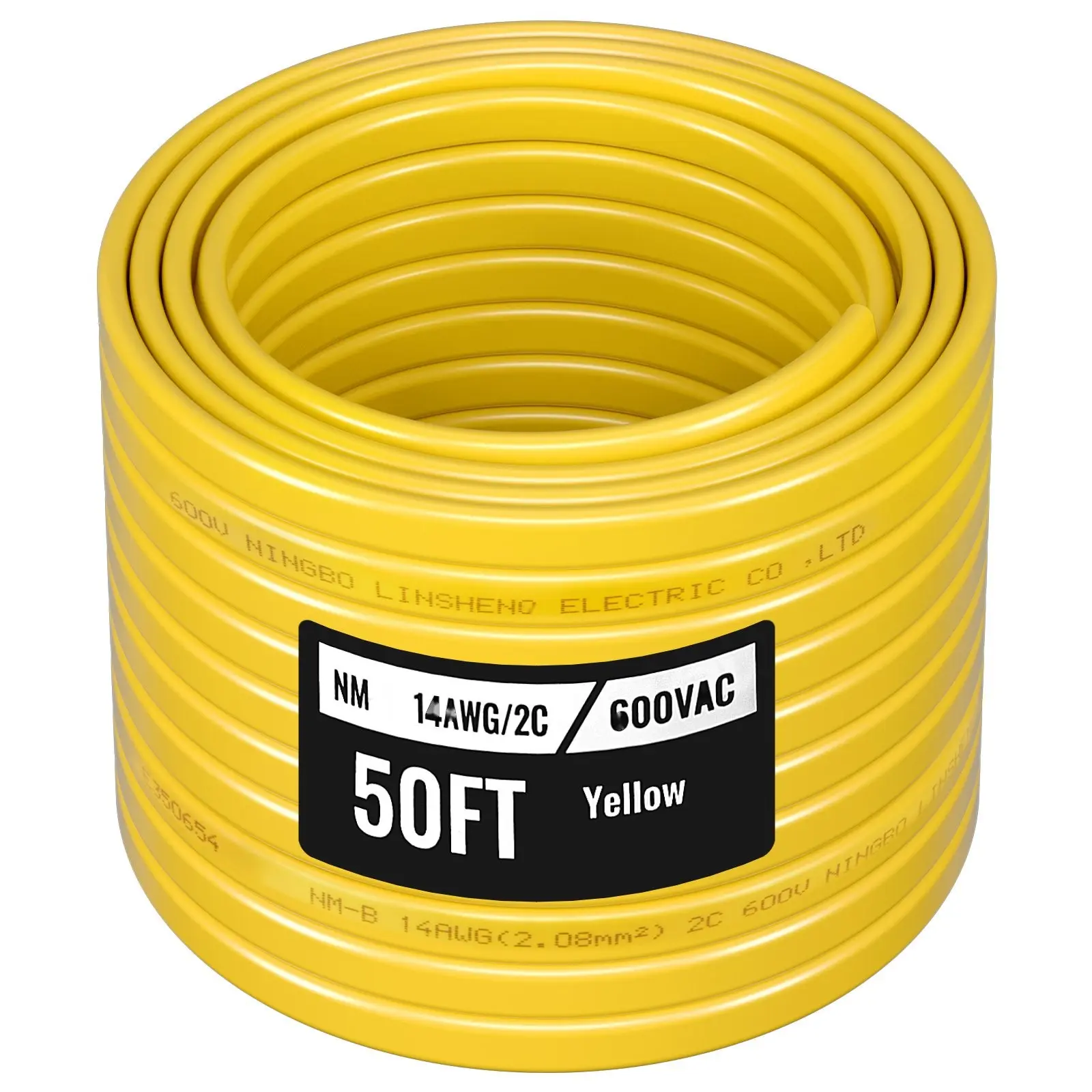 NM-B Wire 14 AWG 2-Conductor Copper Core Cable 50 Ft Grounded Electrical Wire For Residential Wiring, Romex Type, Indoor/Outdoor Use, UL Listed, Thermoplastic Insulation, High Quality Copper Conductors