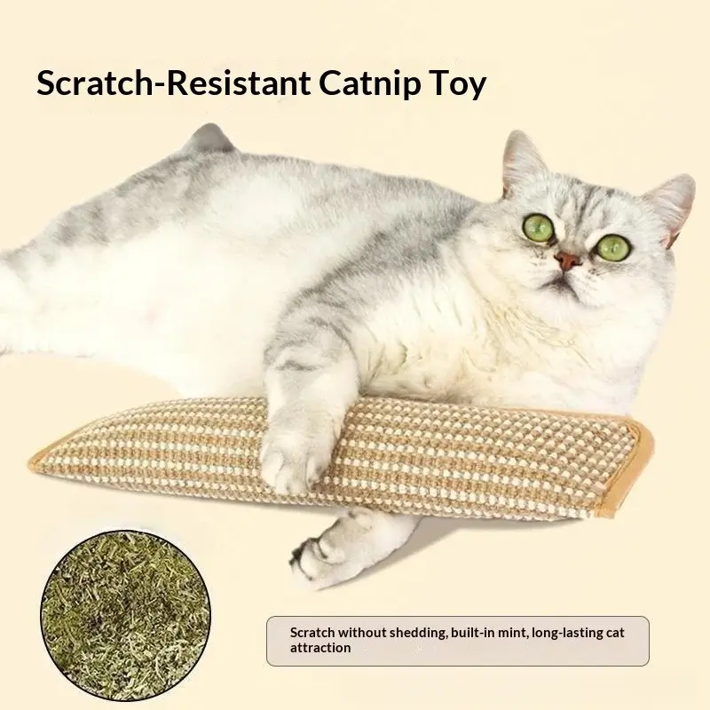 Sisal-Pure Jute Solid Woven Mat Cat Toy, Catnip & Mint Filled Tear-Resistant Kicker for Indoor Cats, Promotes Claw Grinding & Interactive Chew Play
