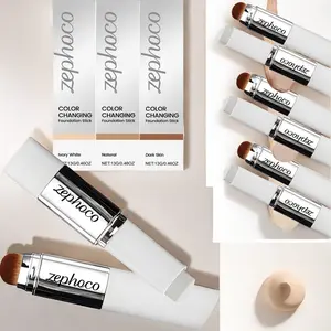 Three-Color Two-In-One Color-Changing Foundation Stick, Built In Brush Head, Long-Lasting, Lightweight & Hydrating Makeup
