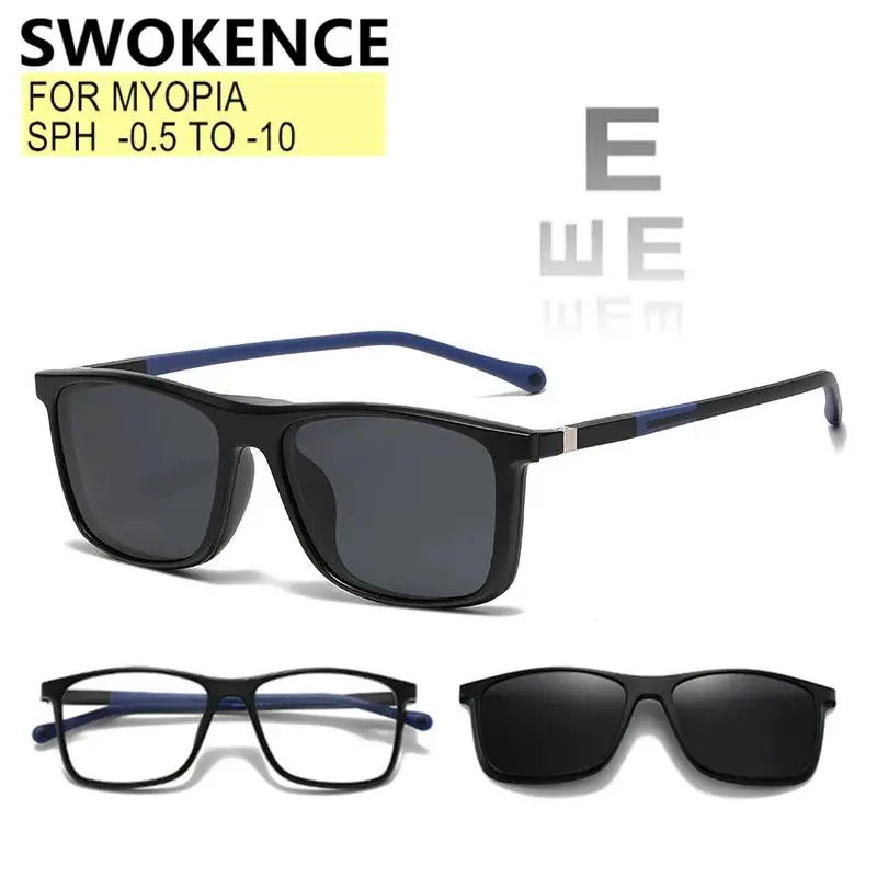 2026 new hot item 6 In 1 Multipurpose Corrective Glasses With Magnetic Clip-on Sunglasses Men Women Prescription Custom Myopia Astigmatism F167