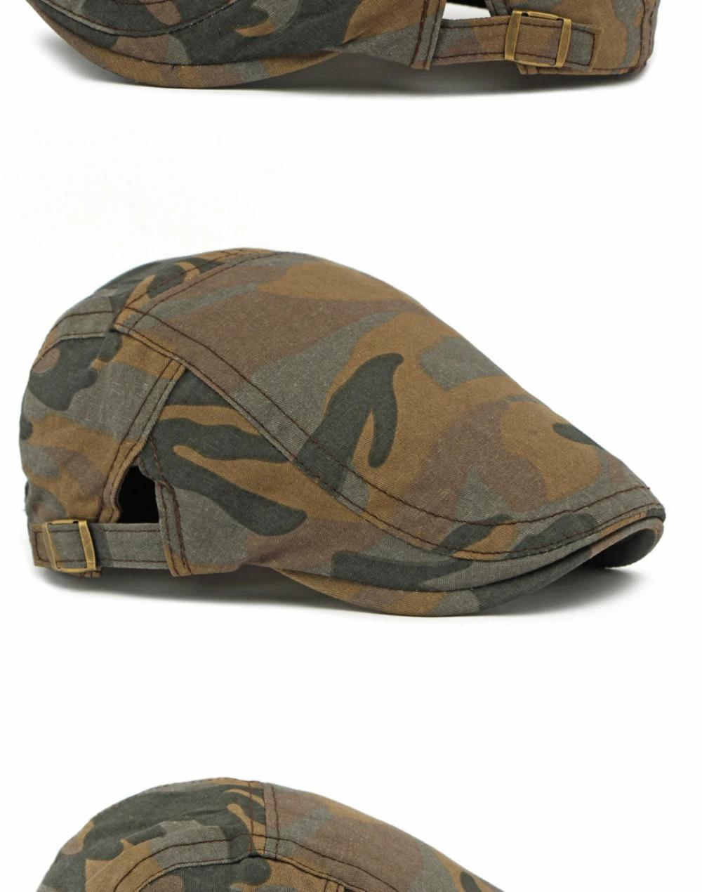 HT4837 Mens Berets Women Spring Summer Sun Cap Artist Painter Beret Hat Male Female Adjustable Ivy Flat Cap Camouflage Beret Cap
