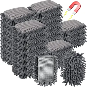 24 Pcs Gray Magnetic Microfiber Washable Whiteboard Erasers for Chalk Whiteboard, Home & Office Use