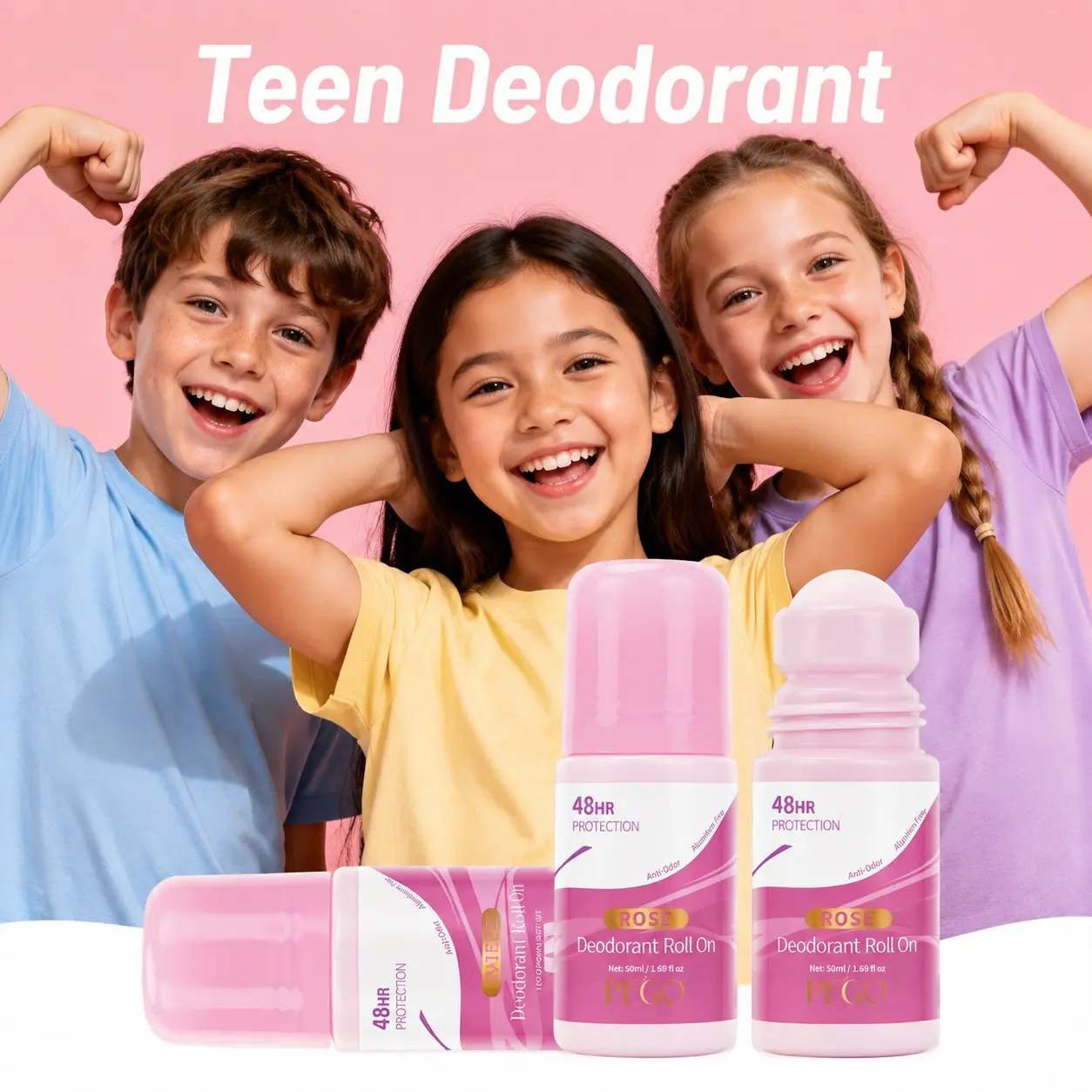 Kid Roll-On Deodorant, Teenage Aluminum-Free Alcohol-Free Antiperspirant, Fresh Scent, Small Roller, Eliminates Bad Odor, Designed for Kids，Fresh & Gentle All Day