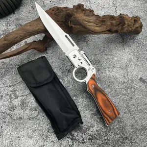 A.K.4.7 Outdoor Multifunctional Pocket Folding Knife 5Cr13MoV Stainless Steel 4.4-inch Blade Wooden Handle Ideal for Camping Fishing and Everyday Carry Men’s Gift EDC Tool